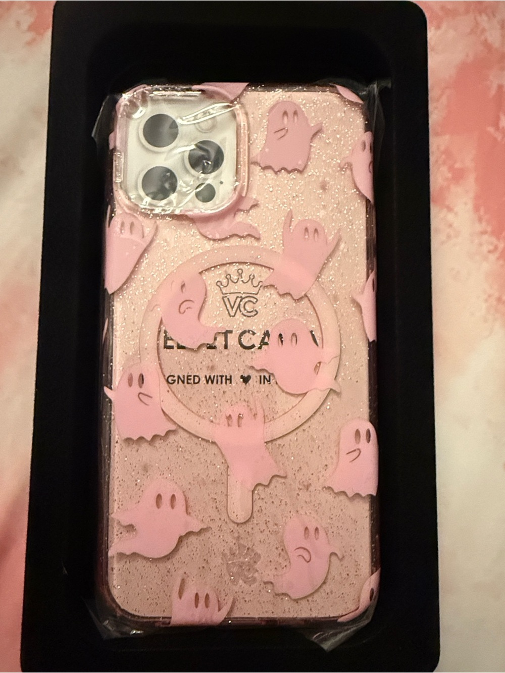 Ghosted Pink Glitter iPhone 12 Pro Case MagSafe